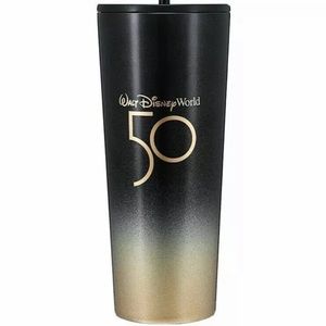 Walt Disney World 50th Anniversary Starbucks Tumbler Cup Black And Gold